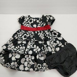 Carter's 6-month Grey Swirl Dress With Red Accent Ribbon